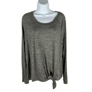 Nine Britton Womens Gray Long Sleeve Tie Front Top Size M